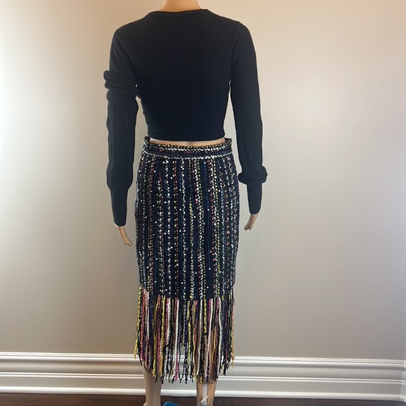 MSGM Pearl Embellished Tweed Skirt with Fringe - Picture 7 of 9